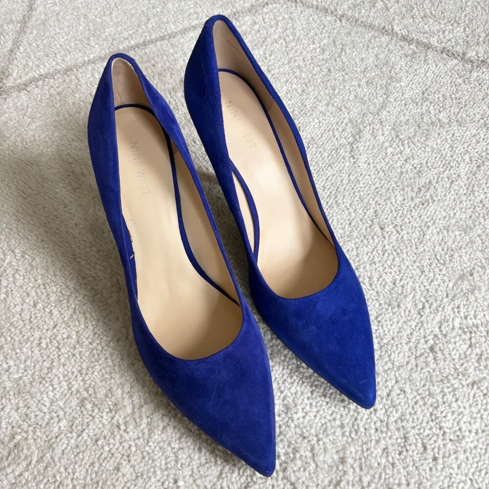 Nine West Purple Suede Pointed Toe Pumps Chic Classic Heels 9.5
